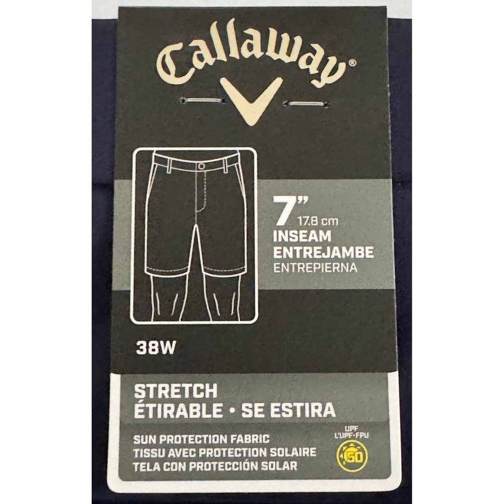 Callaway Mens Golf Shorts 38W Peacoat Navy Blue Stretch 7" Inseam UPF 50 NEW - Picture 3 of 12